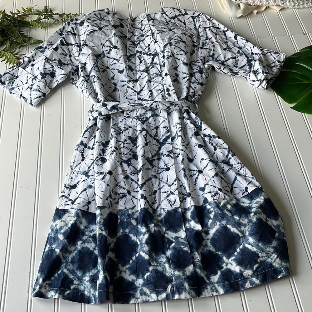 Thakoon anniversary edition dress blue white splatter watercolor pleated dress - Picture 4 of 11